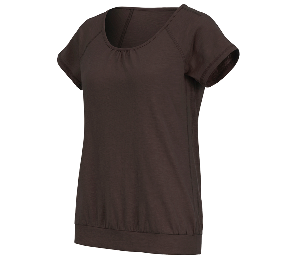 Hauts: e.s. T-shirt cotton slub, femmes + marron