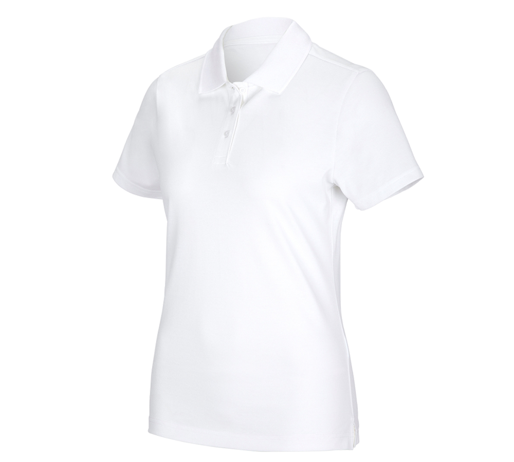 Shirts & Co.: e.s. Funktions Polo-Shirt poly cotton, Damen + weiß