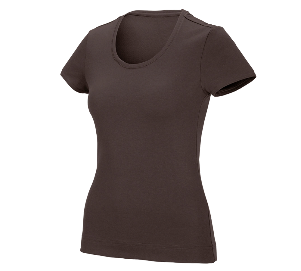 Hauts: e.s. T-shirt fonctionnel poly cotton, femmes + marron