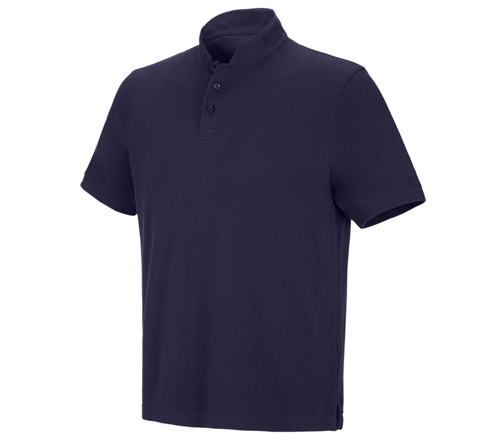 Shirts & Co.: e.s. Polo-Shirt cotton Mandarin + dunkelblau