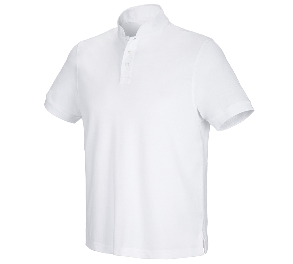 Shirts & Co.: e.s. Polo-Shirt cotton Mandarin + weiß