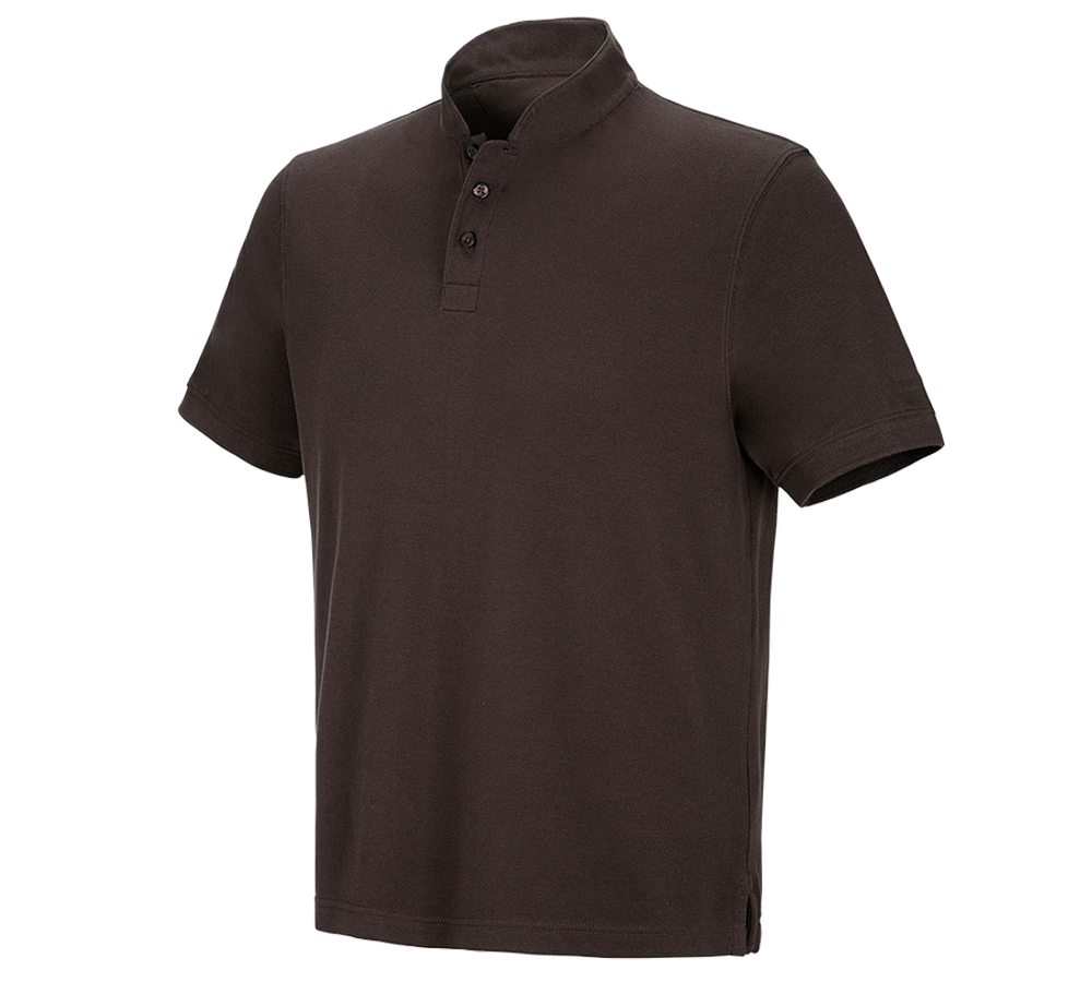Shirts & Co.: e.s. Polo-Shirt cotton Mandarin + kastanie