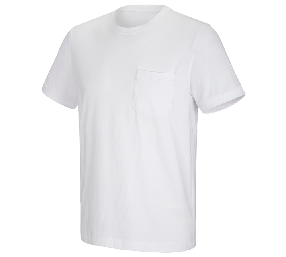 Bovenkleding: e.s. T-shirt cotton stretch Pocket + wit