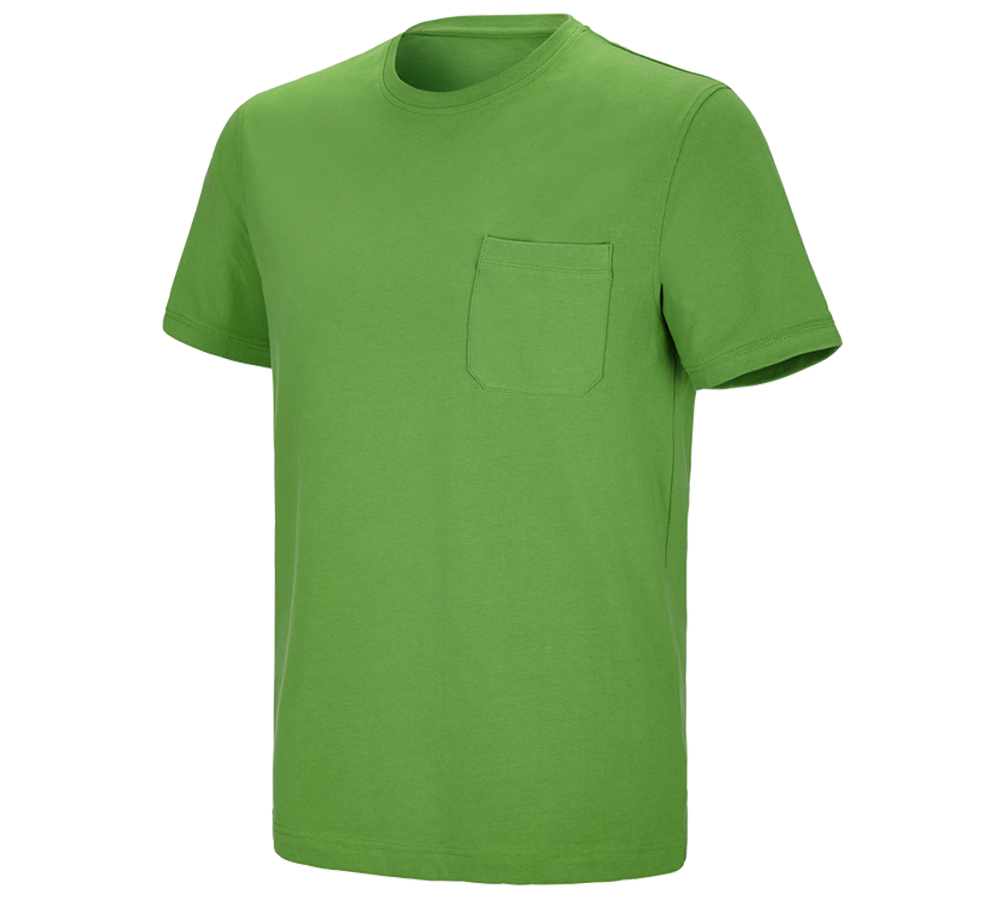 Bovenkleding: e.s. T-shirt cotton stretch Pocket + zeegroen
