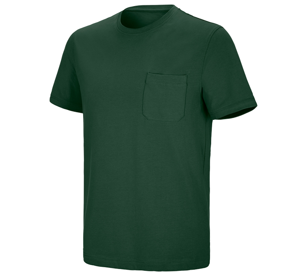 Hauts: e.s. T-shirt cotton stretch Pocket + vert