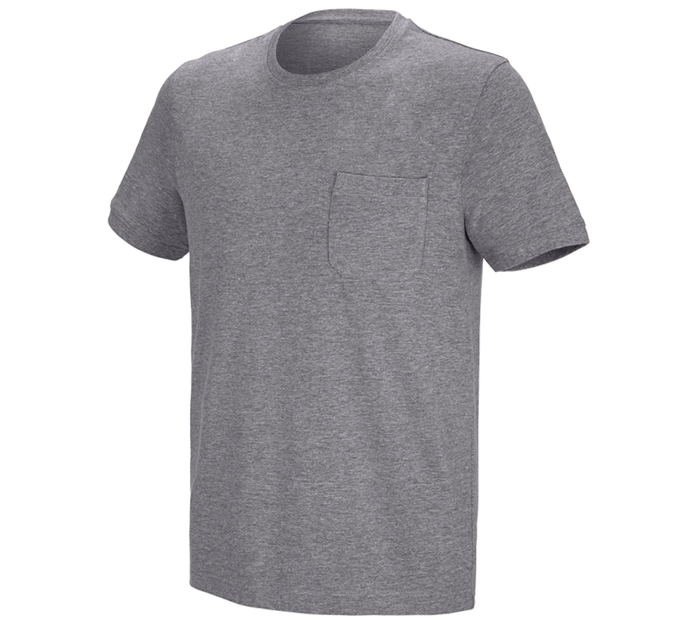 Bovenkleding: e.s. T-shirt cotton stretch Pocket + grijs mêlee