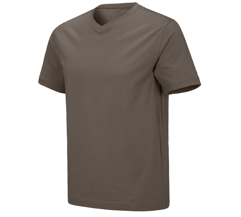 Bovenkleding: e.s. T-shirt cotton stretch V-Neck + steen