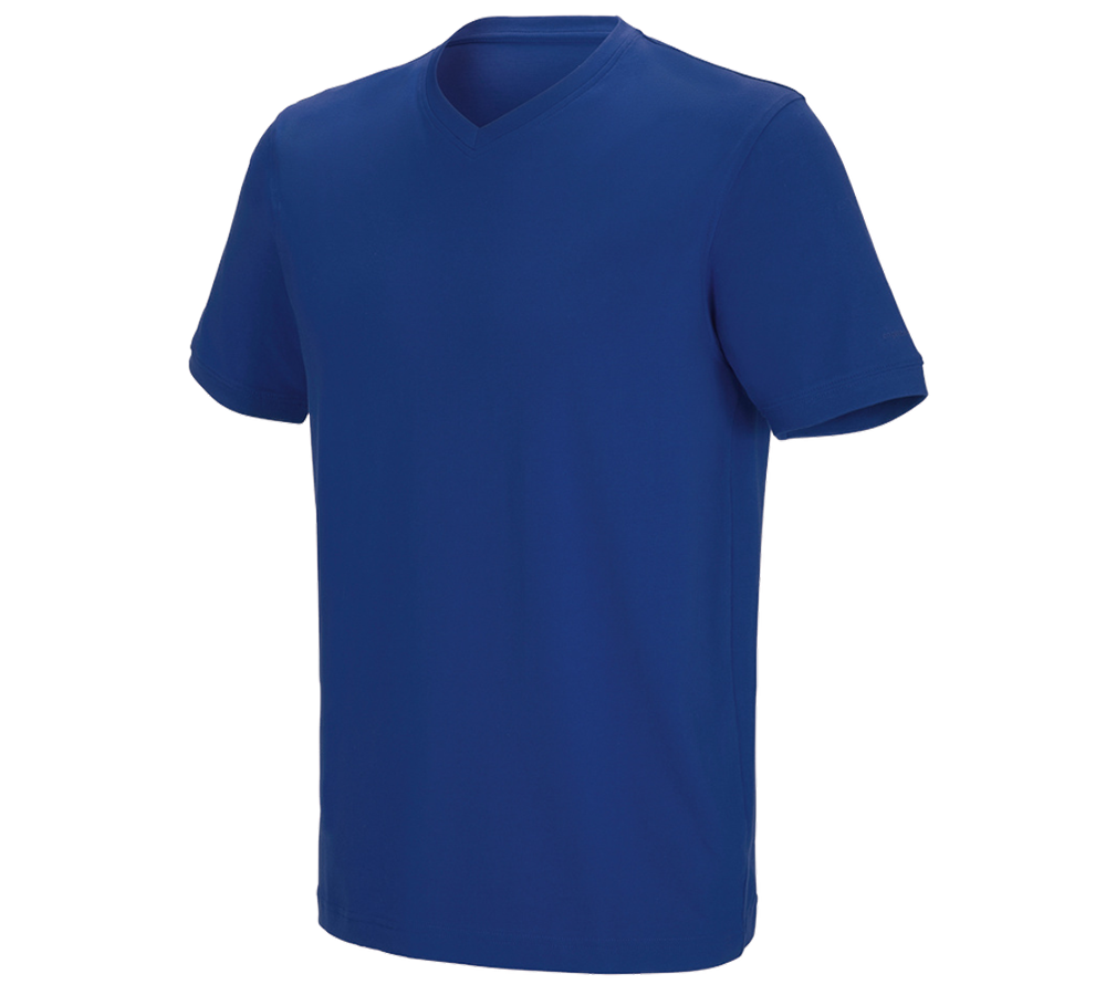 Bovenkleding: e.s. T-shirt cotton stretch V-Neck + korenblauw