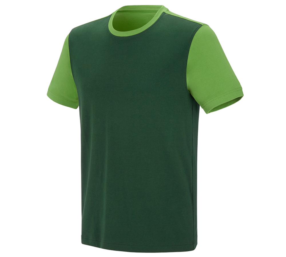 Onderwerpen: e.s. T-shirt cotton stretch bicolor + groen/zeegroen