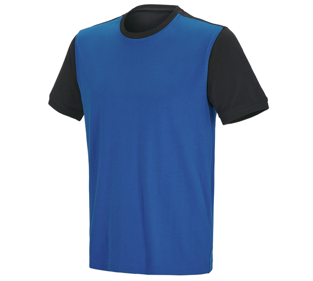 Onderwerpen: e.s. T-shirt cotton stretch bicolor + gentiaanblauw/grafiet