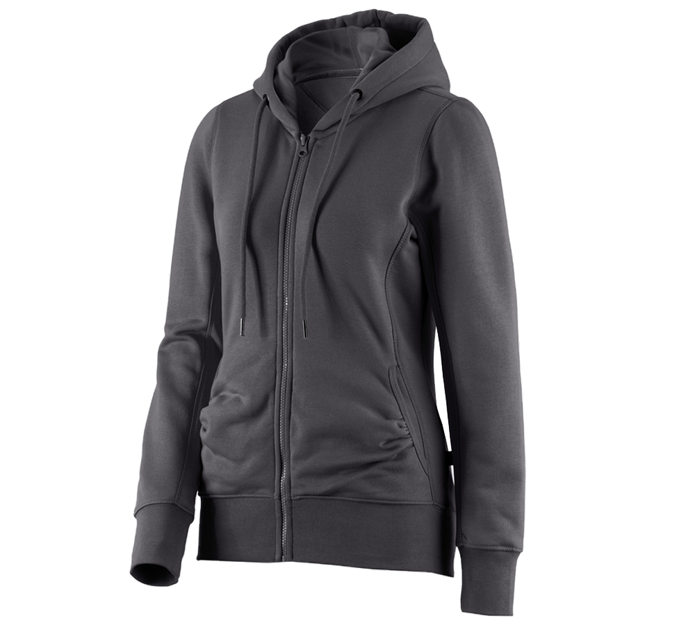 Bovenkleding: e.s. Hoody-Sweatjack poly cotton, dames + antraciet