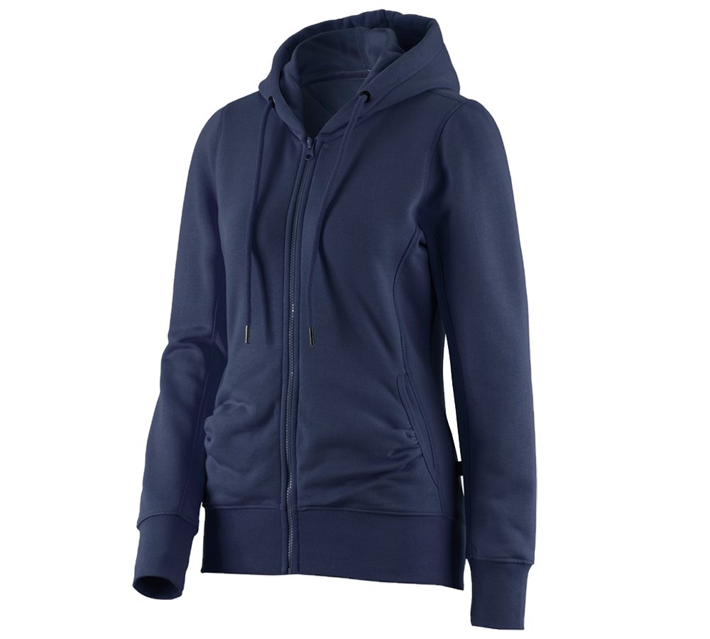 Bovenkleding: e.s. Hoody-Sweatjack poly cotton, dames + donkerblauw