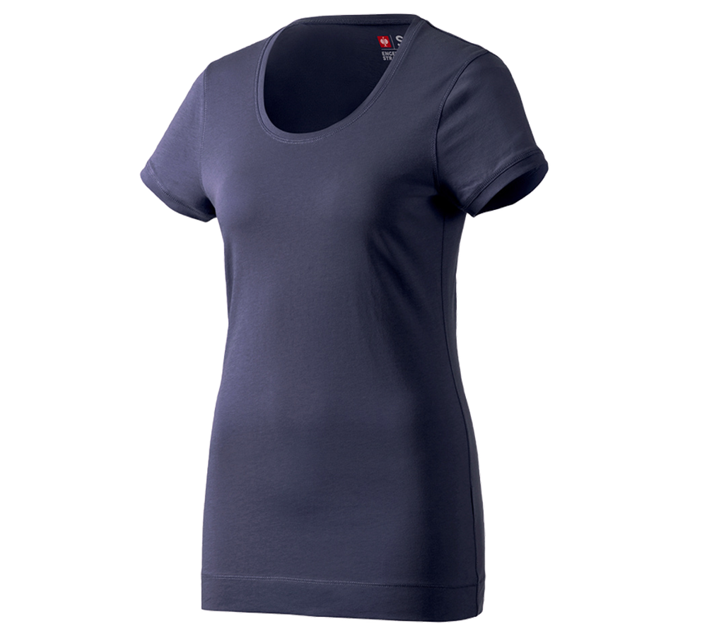 Hauts: e.s. Long shirt cotton, femmes + bleu foncé