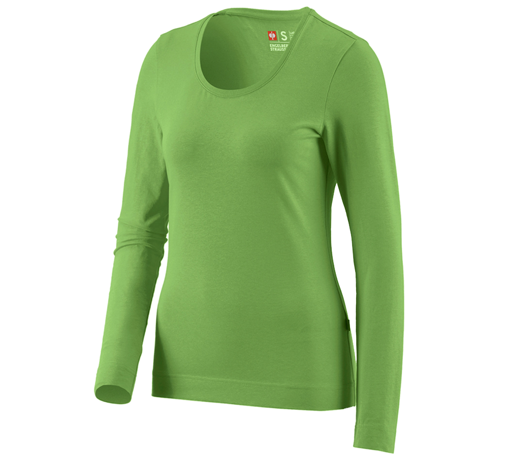 Shirts & Co.: e.s. Longsleeve cotton stretch, Damen + seegrün