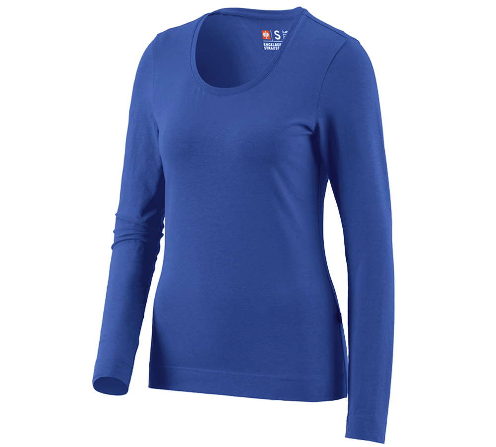 Shirts & Co.: e.s. Longsleeve cotton stretch, Damen + kornblau