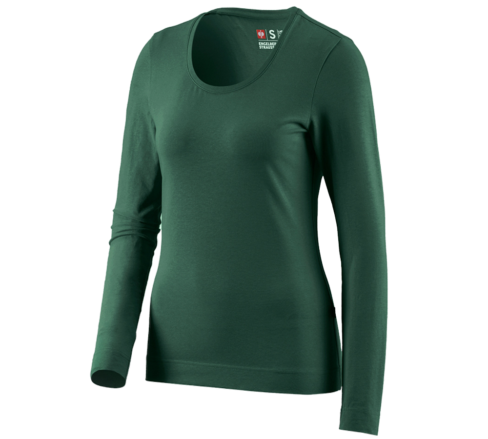Shirts & Co.: e.s. Longsleeve cotton stretch, Damen + grün