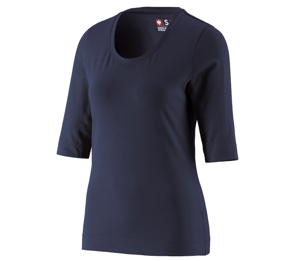 Bovenkleding: e.s. Shirt 3/4-mouw cotton stretch, dames + donkerblauw