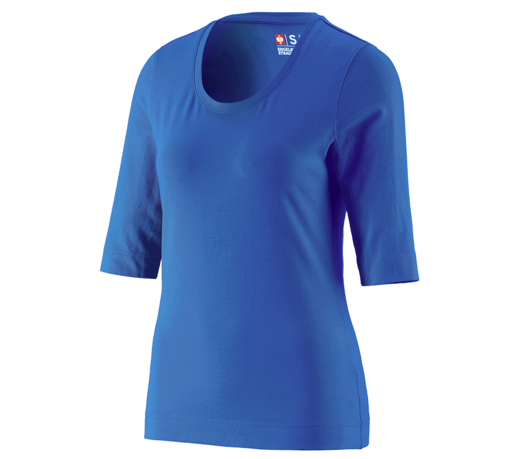 Horti-/ Sylvi-/ Agriculture: e.s. Shirt à manches 3/4 cotton stretch, femmes + bleu gentiane