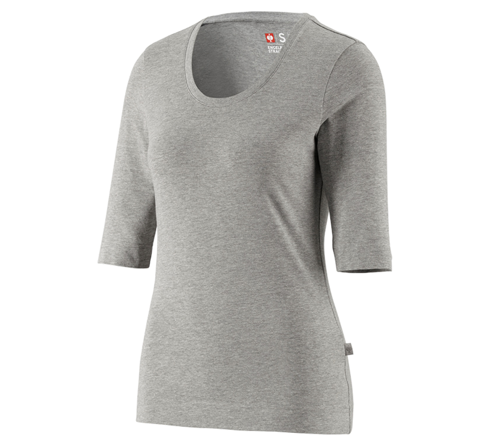 Bovenkleding: e.s. Shirt 3/4-mouw cotton stretch, dames + grijs mêlee