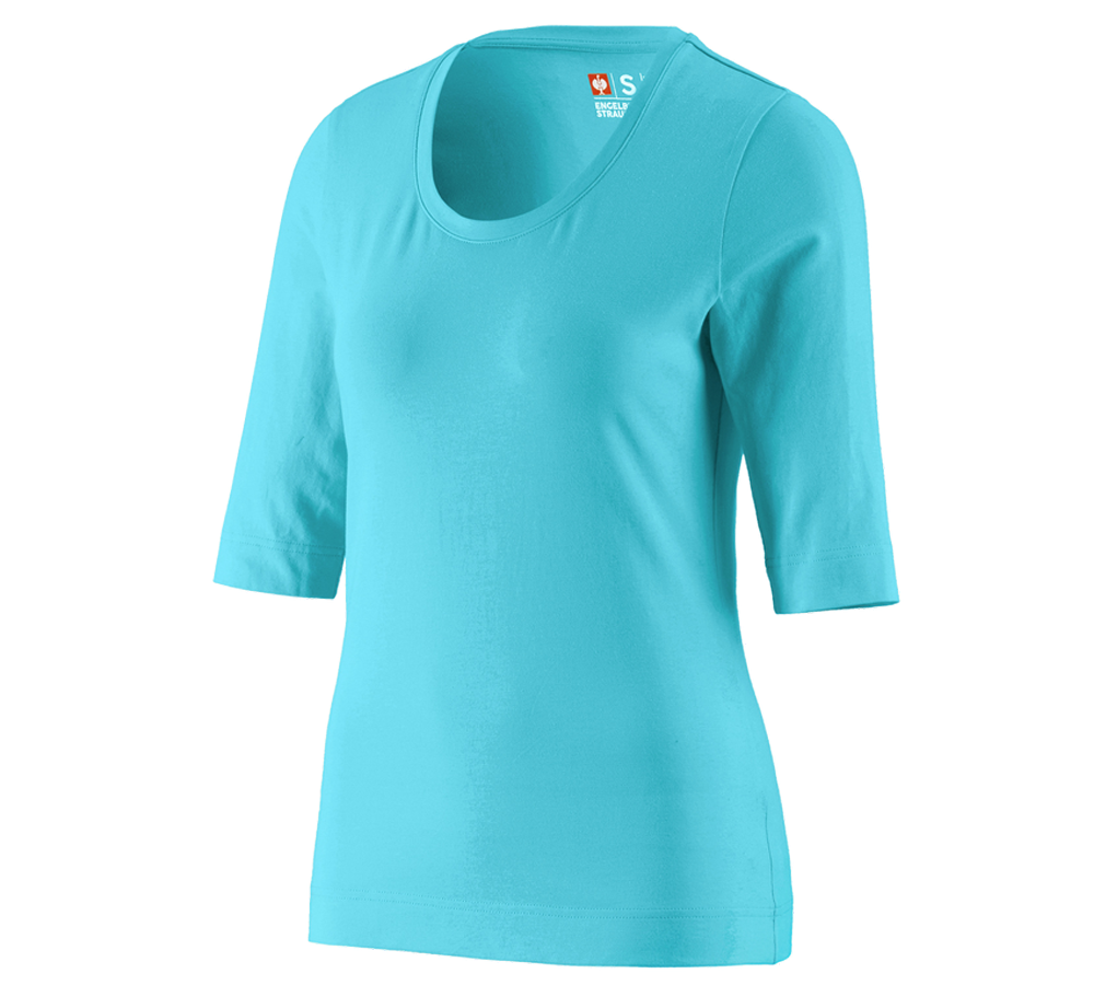 Horti-/ Sylvi-/ Agriculture: e.s. Shirt à manches 3/4 cotton stretch, femmes + bleu capri