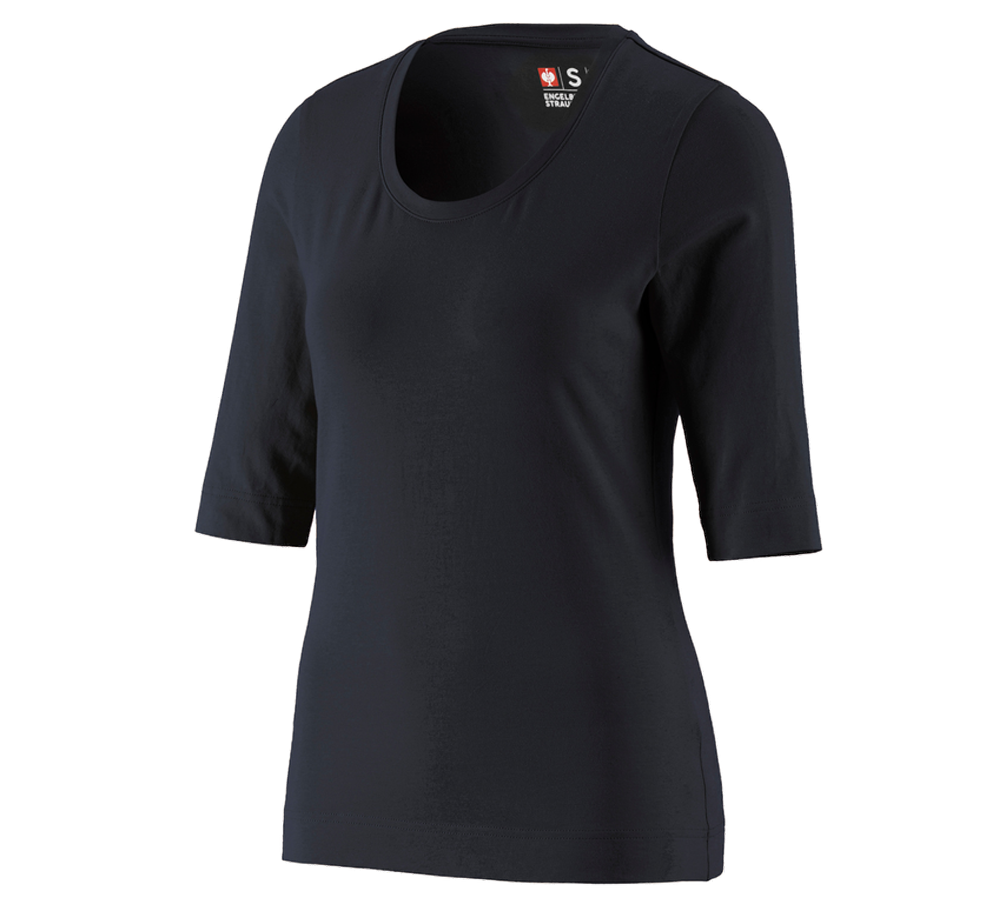 Bovenkleding: e.s. Shirt 3/4-mouw cotton stretch, dames + zwart