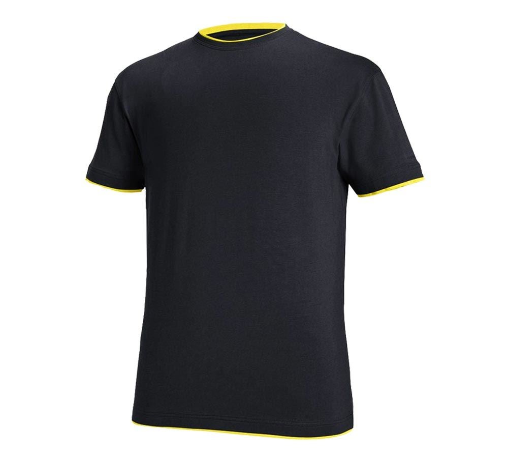 Bovenkleding: e.s. T-Shirt cotton stretch Layer + saffier/citrus