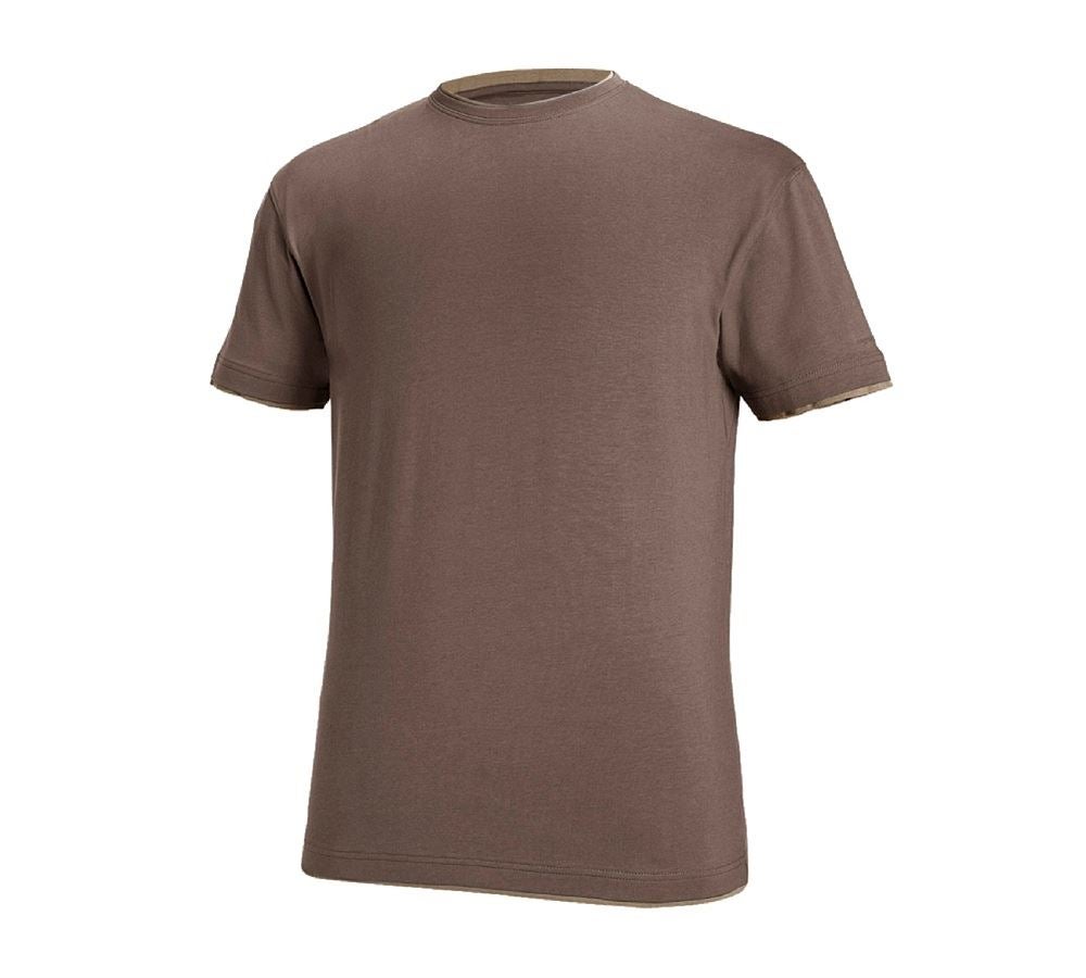 Bovenkleding: e.s. T-Shirt cotton stretch Layer + kastanje/hazelnoot
