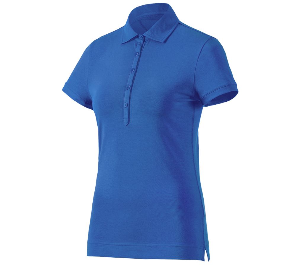 Hauts: e.s. Polo cotton stretch, femmes + bleu gentiane