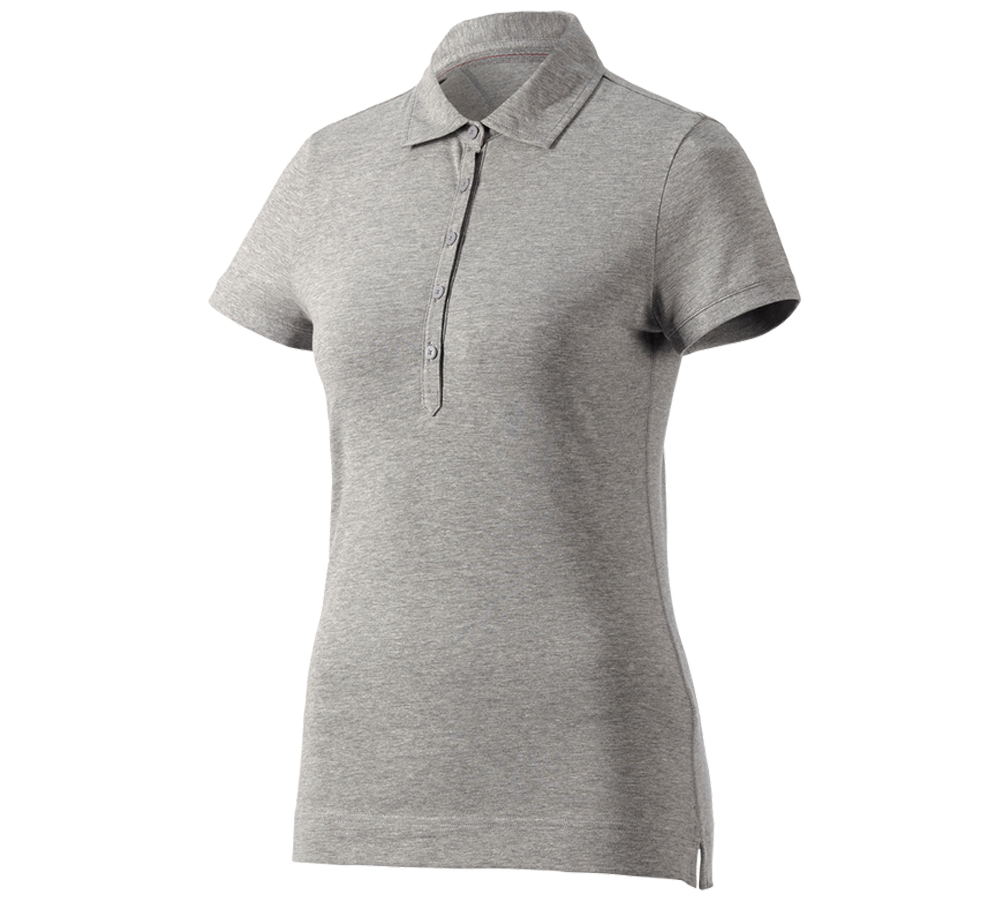 Bovenkleding: e.s. Polo-Shirt cotton stretch, dames + grijs mêlee