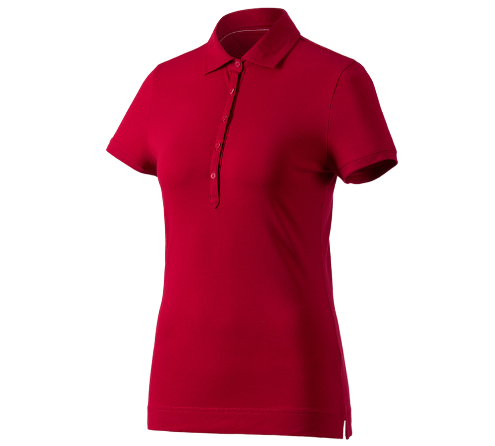 Bovenkleding: e.s. Polo-Shirt cotton stretch, dames + vuurrood