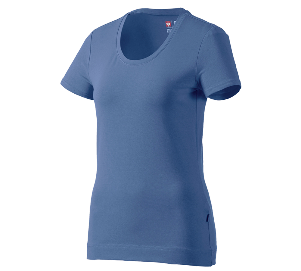Hauts: e.s. T-shirt cotton stretch, femmes + cobalt