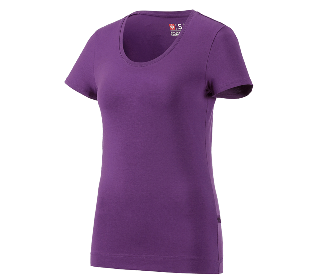 Bovenkleding: e.s. T-Shirt cotton stretch, dames + violet