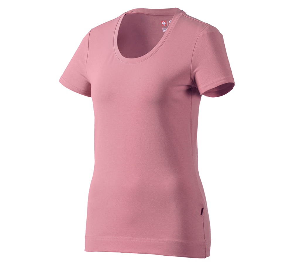 Bovenkleding: e.s. T-Shirt cotton stretch, dames + oudroze