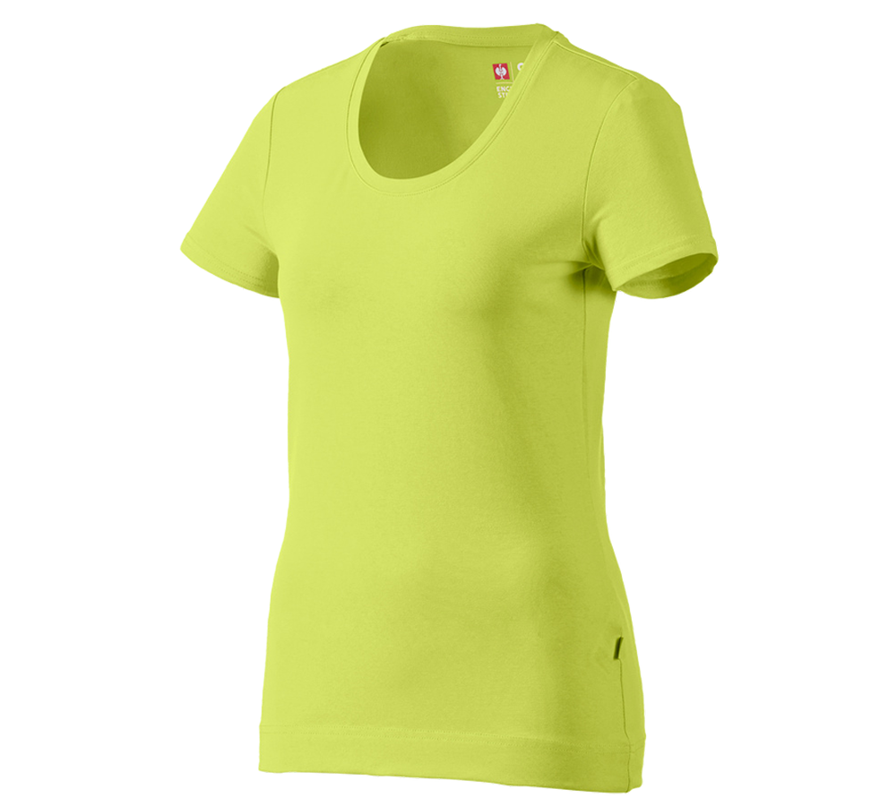 Hauts: e.s. T-shirt cotton stretch, femmes + vert mai