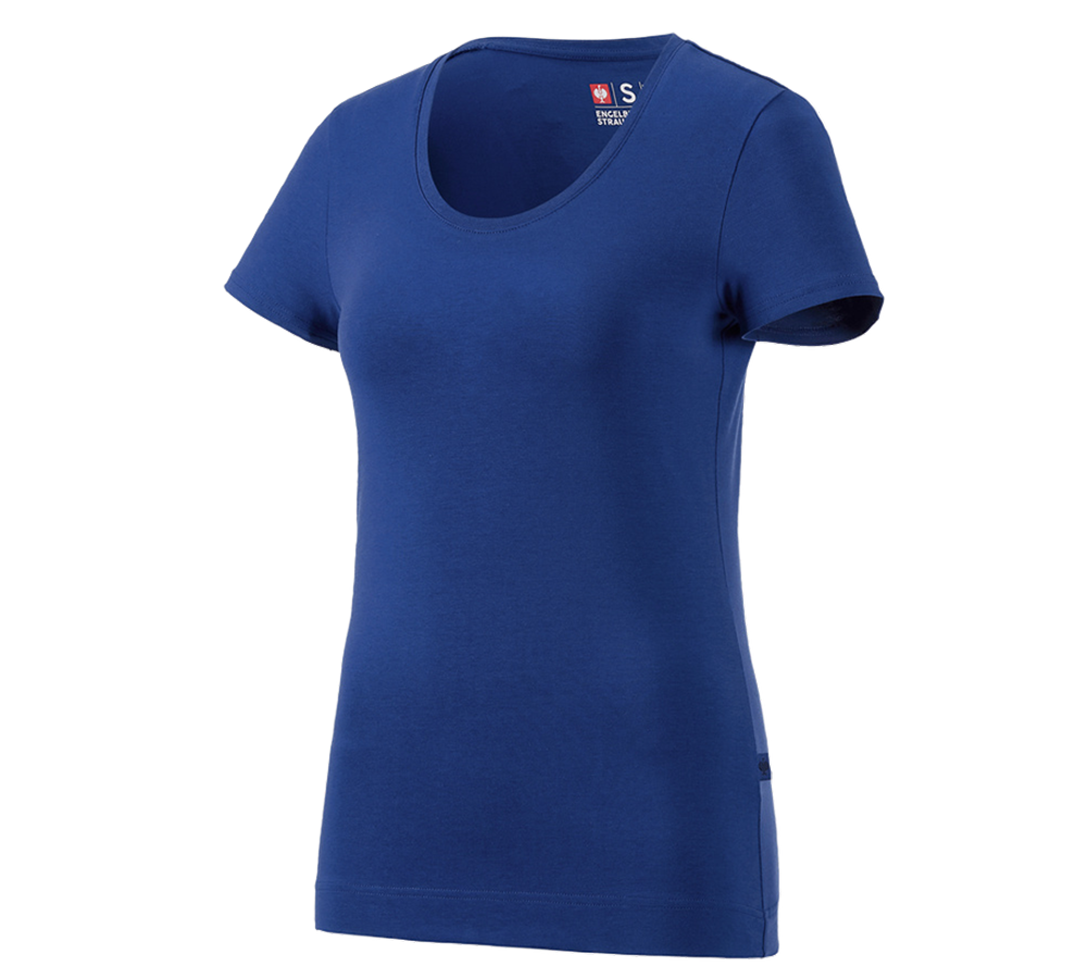 Hauts: e.s. T-shirt cotton stretch, femmes + bleu royal