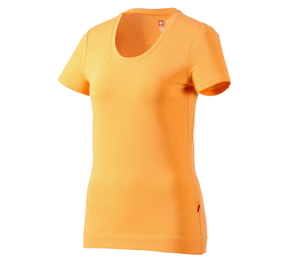 Bovenkleding: e.s. T-Shirt cotton stretch, dames + licht oranje