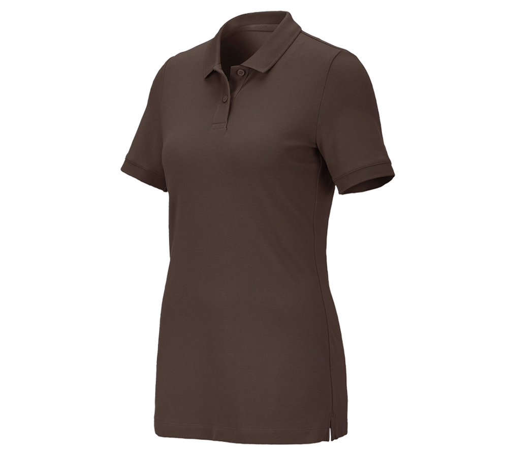 Shirts & Co.: e.s. Piqué-Polo cotton stretch, Damen + kastanie