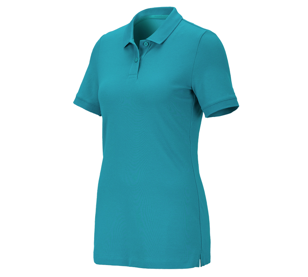 Shirts & Co.: e.s. Piqué-Polo cotton stretch, Damen + ozean
