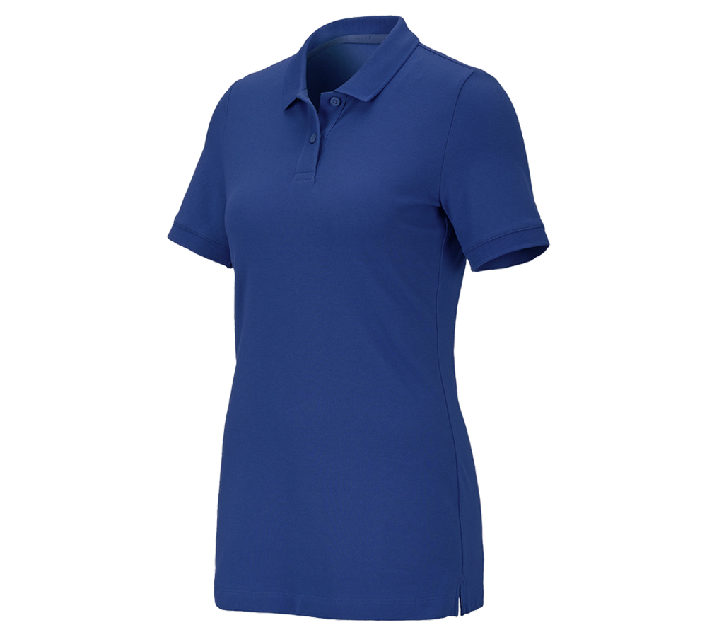 Shirts & Co.: e.s. Piqué-Polo cotton stretch, Damen + kornblau
