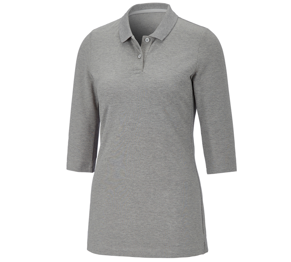 Shirts & Co.: e.s. Piqué-Polo 3/4 Arm cotton stretch, Damen + graumeliert