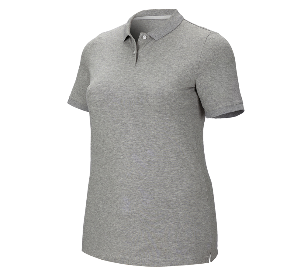 Shirts & Co.: e.s. Piqué-Polo cotton stretch, Damen, plus fit + graumeliert