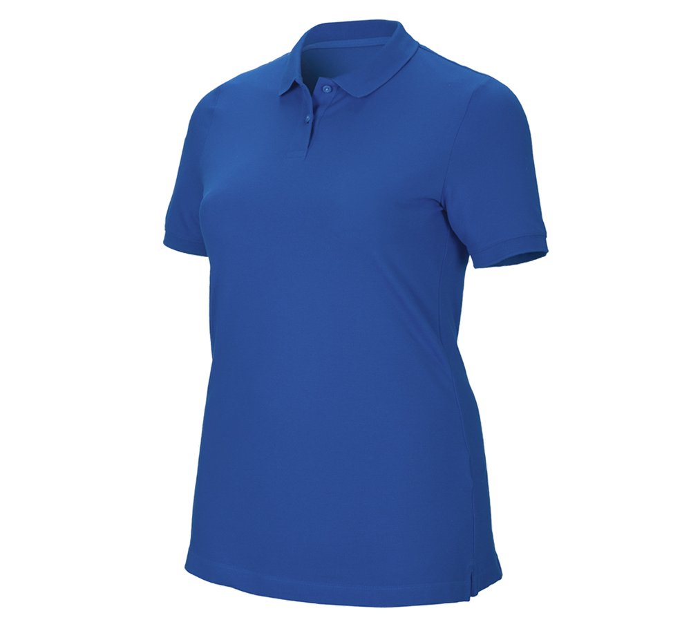 Thèmes: e.s. Pique-Polo cotton stretch, femmes, plus fit + bleu gentiane