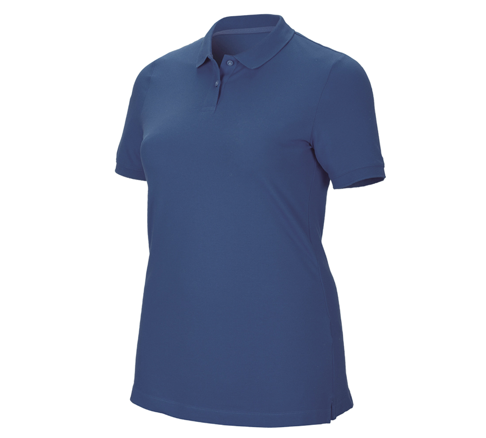 Shirts & Co.: e.s. Piqué-Polo cotton stretch, Damen, plus fit + kobalt
