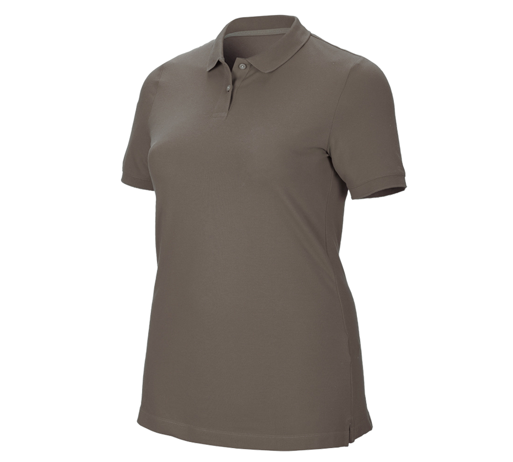 Shirts & Co.: e.s. Piqué-Polo cotton stretch, Damen, plus fit + stein