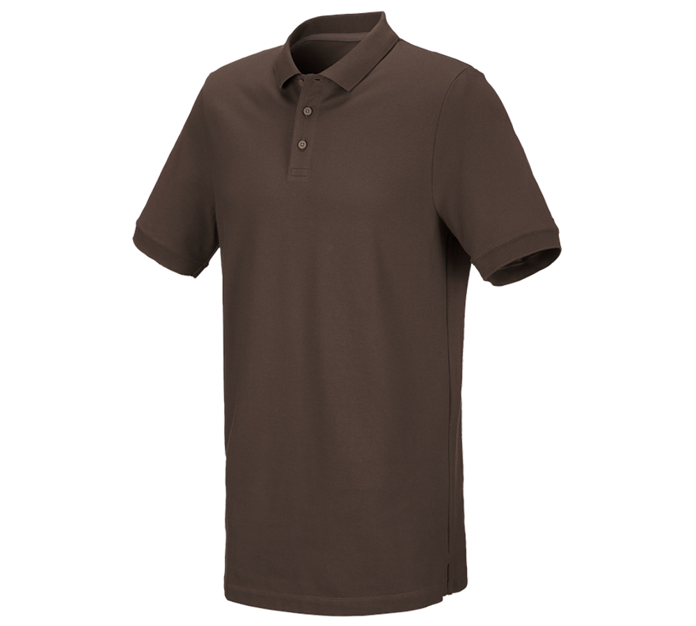 Shirts & Co.: e.s. Piqué-Polo cotton stretch, long fit + kastanie