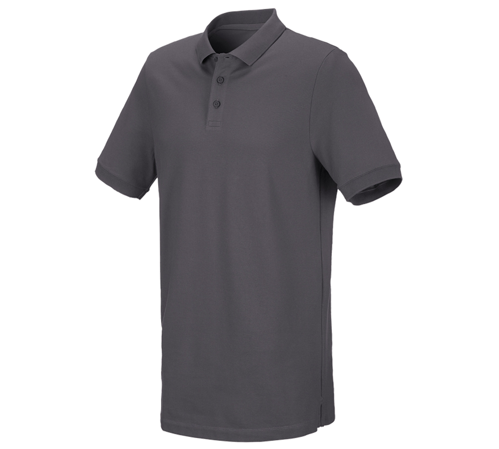 Shirts & Co.: e.s. Piqué-Polo cotton stretch, long fit + anthrazit