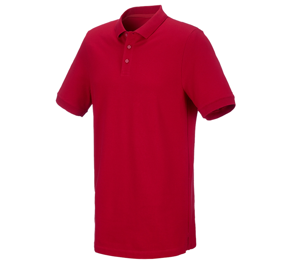 Shirts & Co.: e.s. Piqué-Polo cotton stretch, long fit + feuerrot