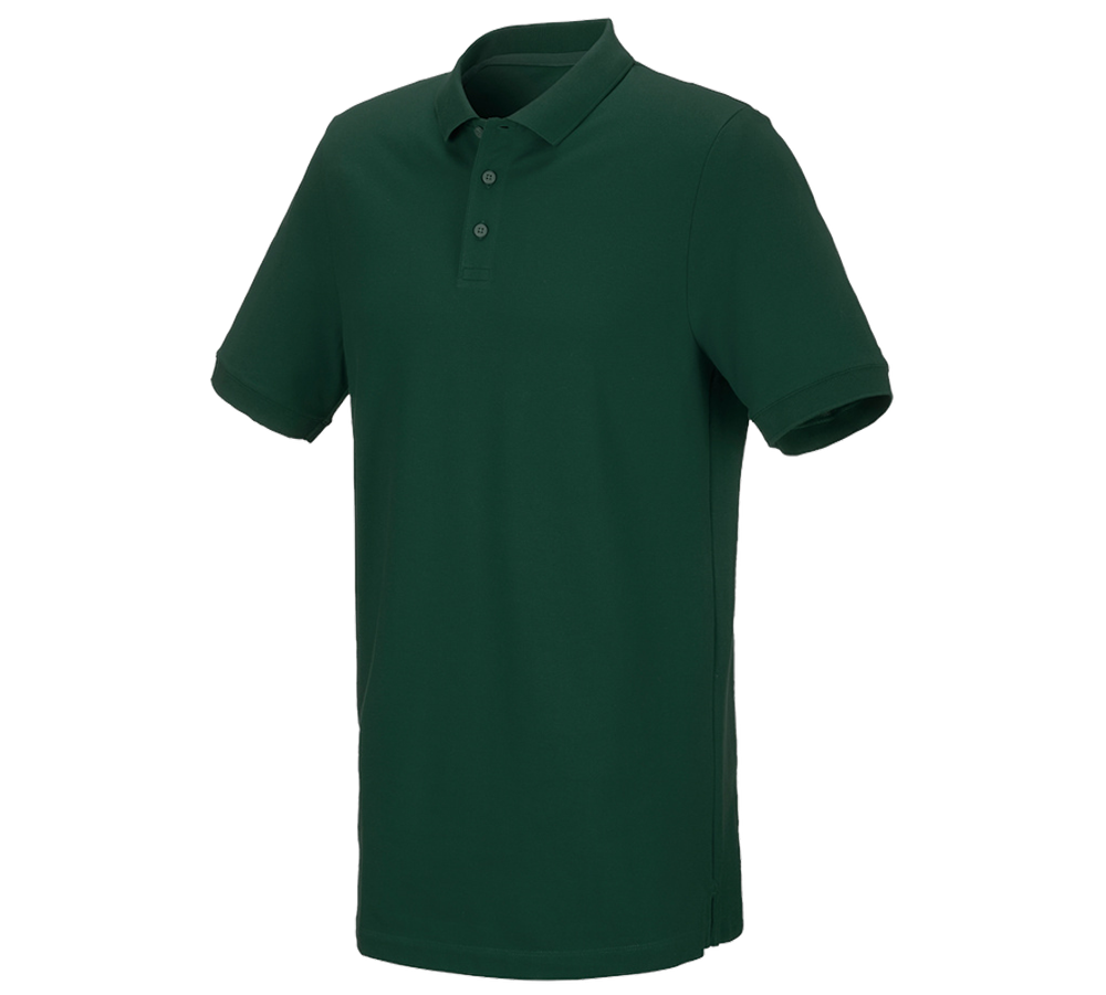 Shirts & Co.: e.s. Piqué-Polo cotton stretch, long fit + grün
