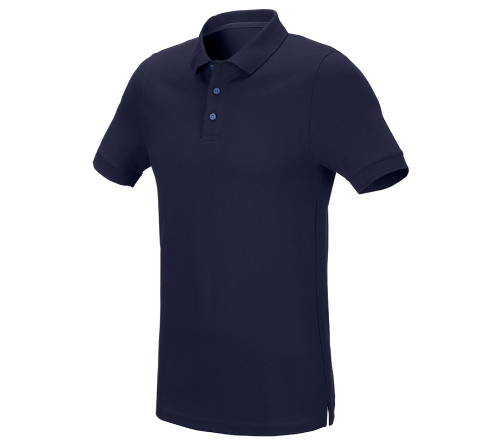 Shirts & Co.: e.s. Piqué-Polo cotton stretch, slim fit + dunkelblau