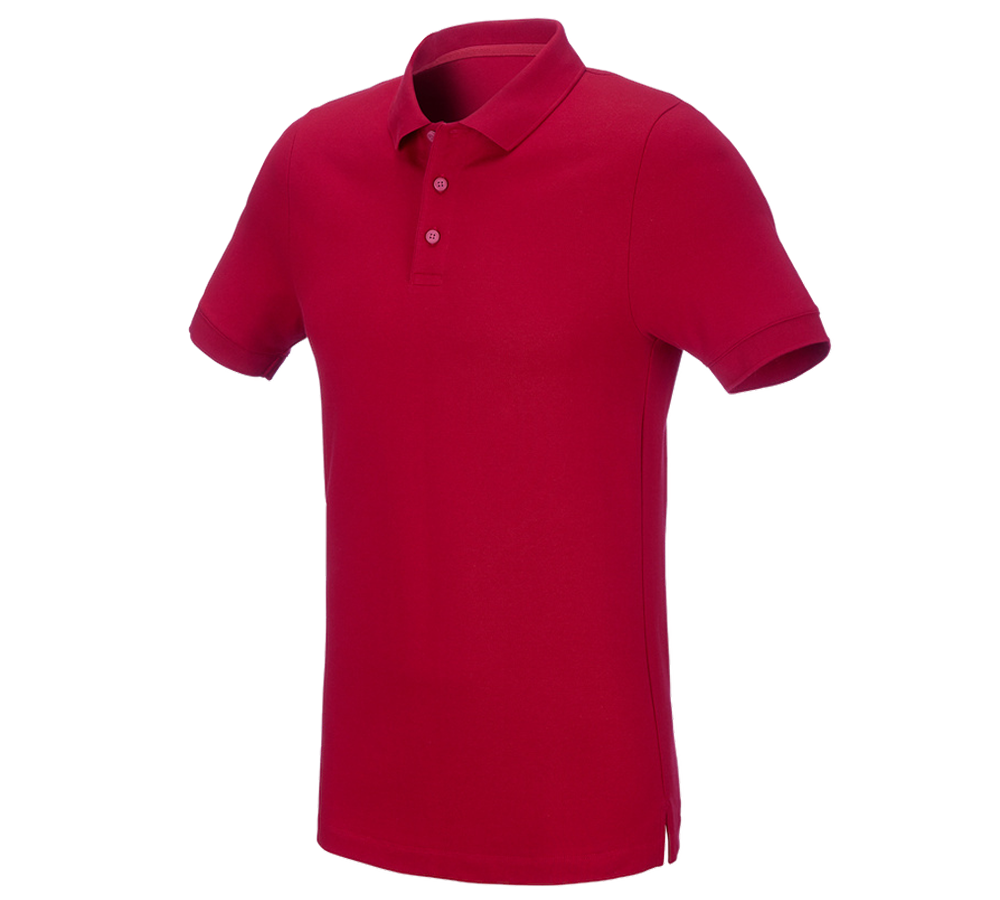 Bovenkleding: e.s. Pique-Polo cotton stretch, slim fit + vuurrood